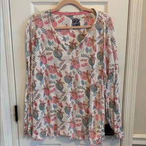 Muk Luks Women’s Long Sleeve Floral Pajama Top Sz 2X